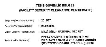 Delta Marine Obtained National and NATO Facility Security Clearance Certificate 